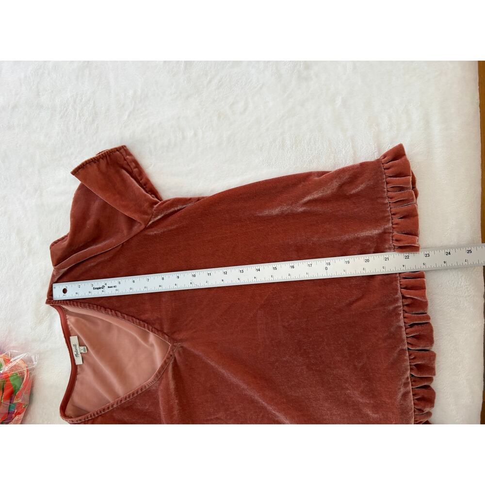 Madewell Velvet Tuliip-Sleeve Ruffle Orange Coral Size Small - Picture 10 of 11